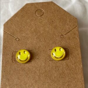 Yellow Smiley Face Stud Earrings‎ Nickel Free